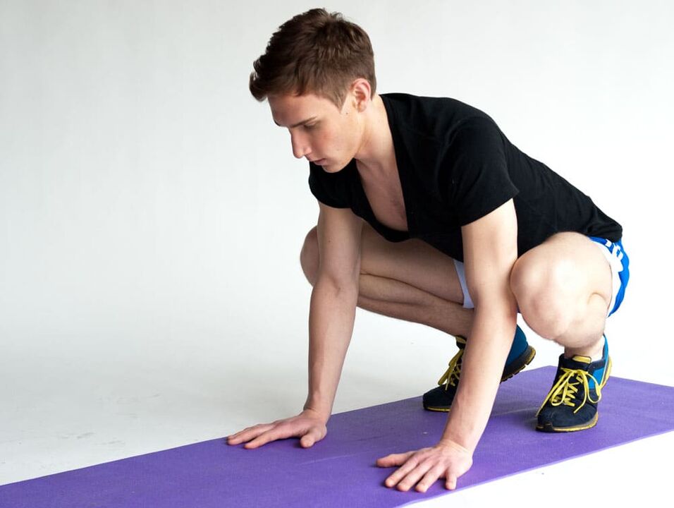 Frog exercise for working the muscles of the male pelvic region